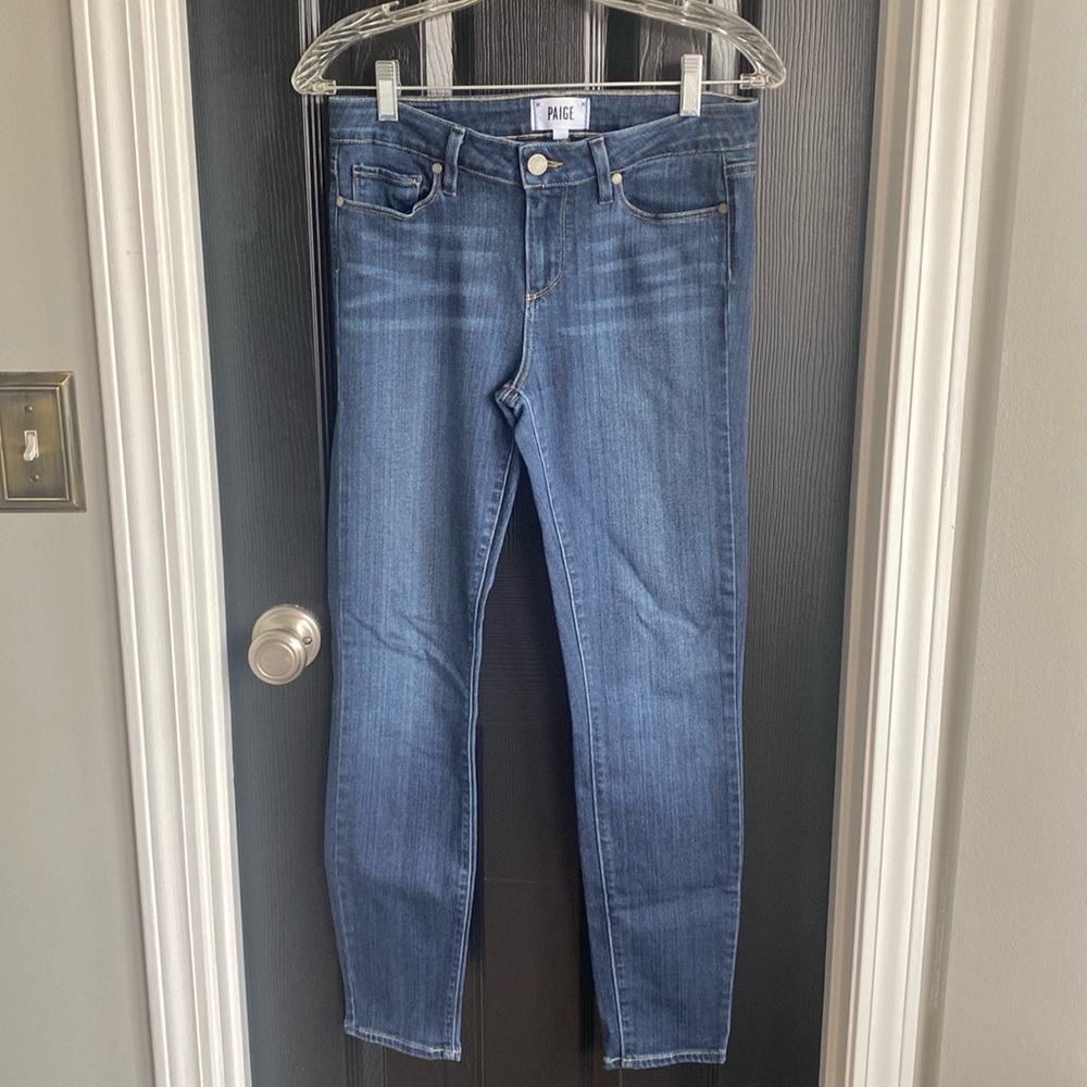 PAIGE Verdugo Ankle Skinny Jeans Denim Button Front Size 29
